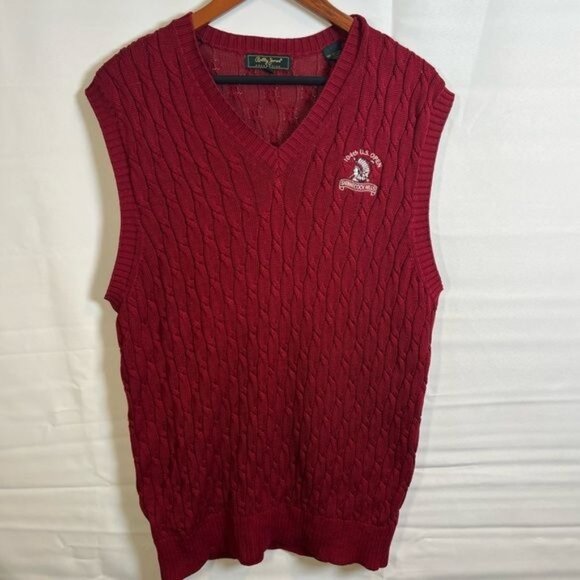Bobby Jones Vintage Men’s Golf Sweater Vest 2004 US Open Shinnecock Red Size XL - Picture 1 of 7